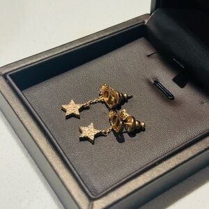 Authentic Dior Gold Star Dangle Earrings